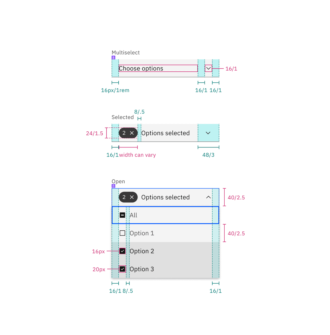 Structure and spacing for a multiselect dropdown